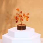 Mini Gemstone Trees On Wood Base - Carnelian (15 stones)