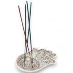 Polished Aluminium  Lrg Hamsa  Incense Holder 18x13cm - Image 3