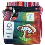 Hemp Embroidery Mushroom Party Bag - Orange Mushrooms - Image 3