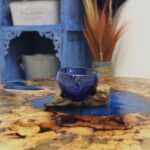 Molton Glass Mini Blue Bowl on Wood - Image 8