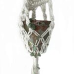 Macrame Pot Holder - Long With Ratten Hoop - Image 7