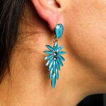Teal Green - Vintage Glass - Long Drop - Earrings - Image 5
