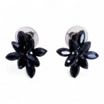 Jet Black - Vintage Glass - Flowers - Earrings - Image 5
