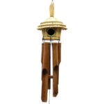 Round Seagrass Bird Box with Chimes 45x17cm - Image 2