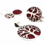 Tree of Life Silver Earrings 15mm - Coral Effect - Image 4