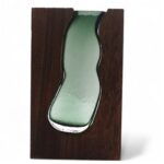 Lrg Glass Vase / Terarium inside Dark Tung Wood - 18x5x32cm - Image 2