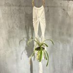 Macrame Pot Holder - Long With Ratten Hoop - Image 11