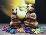 Wooden Carved Incense Burners - Lrg Yoga Cat - Image 3