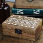 White Washed Wooden Box - 6x4 Aztec Design - Image 3