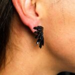 Jet Black - Vintage Glass - Faries - Earrings - Image 2