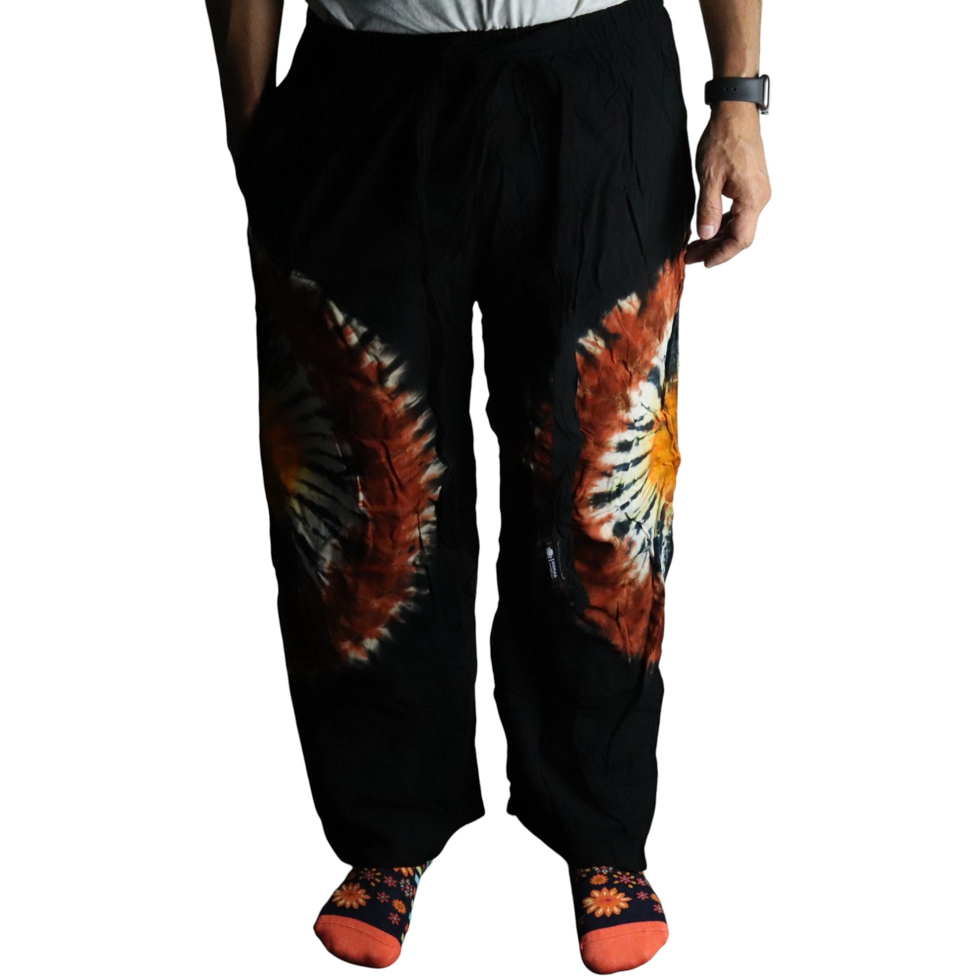 bG9jYWw6Ly9tZWRpYS9ITi9DQy82MFIzMEMxSjY0UktDQ0hOLzk0NDQ1NjA0LmpwZw Japanese Style Lounge Pants - Black Chocolate & Orange - M - Image 1