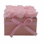 Soap Flower Gift Bouquet - 9 Pink Roses - Square - Image 3