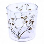 Natural Floral Glass - Straight Candle Holder - Margarita  - (8x8cm) - Image 6