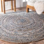 Round Jute and Recycle Denim Rug - 150 cm - Image 3