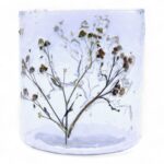 Natural Floral Glass - Straight Candle Holder - Margarita  - (8x8cm) - Image 7