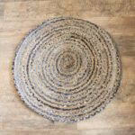 Round Jute and Recycle Denim Rug-  90 cm