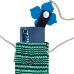 Phone Holder Bag Stripes Green  - flower decor - Image 3