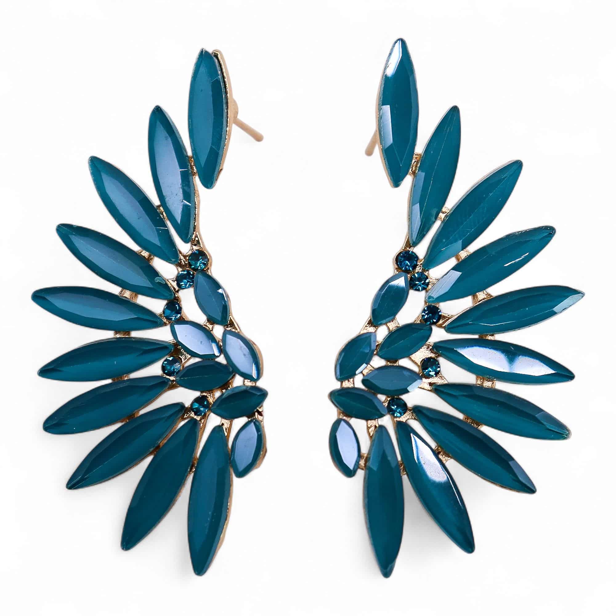 bG9jYWw6Ly9tZWRpYS9TSC82Qy82MFIzMEMxSjY0Uks2Q1NILzNhMWJhNDZhLmpwZw Teal Green - Vintage Glass - Angel Wings - Earrings - Image 1
