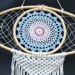 Protection Dream Cather - Lrg Macrame Eye Blue/ Whie/Pink - Image 2