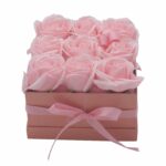 Soap Flower Gift Bouquet - 9 Pink Roses - Square - Image 2