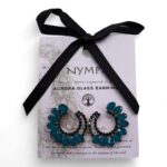 Teal Green - Vintage Glass - Loop - Earrings - Image 6