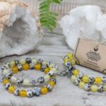 Set of 2 Gemstones Friendship Bracelets - Protection - Dalmation Jasper & Yellow Agate - Image 4