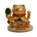 Solar Money Cat Wooden Base  - Gold moving Hand - Image 2