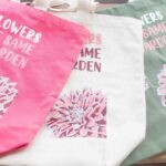Printed Cotton Bag - We are Flowers - Olive, Pink and Natural - Image 2