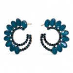 Teal Green - Vintage Glass - Loop - Earrings - Image 5