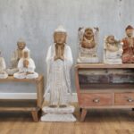 Hand Carved Buddha Statue - 100 cm Welcome - Whitewash - Image 3