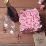 Soap Flower Gift Bouquet - 14 Pink Roses - Round - Image 10