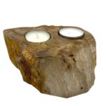 Petrified Wood Candle Holder - Double - Image 2
