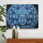 Blue Buddha Mandala Brocade Detail 30x40cm x 4 - Image 2