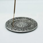 Polished Aluminium Om Round Incense Holder 11cm - Image 2