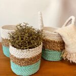 Seagrass Basket Set - Green / Natural / White - Image 6