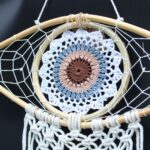 Protection Dream Cather - Med Macrame Eye White/ Gey/Brown - Image 2