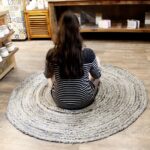 Round Jute and Recycle Denim Rug - 150 cm - Image 5