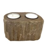 Petrified Wood Candle Holder - Double - Image 5