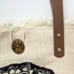 Natural Tote Bag Leather Handle - Flower of Life - Image 2