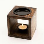 Square Mango Wood Oil Burner - Flower of Life - Image 4