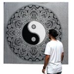 B&W Double Cotton Bedspread + Wall Hanging - Ying yang - Image 2