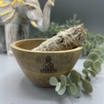Wooden Smudge and Ritual Offerings Bowl - Buddha - 12x7cm - Image 2