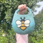 Water Felted Bee Bag - One Handle with Magnet - Blue Green - Image 2
