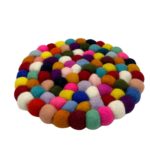Felt Ball Round Placemat - 20cm Multi Colour - Image 2