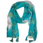 Nomad Sari Summer Scarf – Turtle Print – Turquoise (180 × 50 cm)