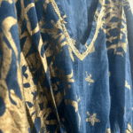 Nomad Sari Kaftan – Sea Blue with Gold Coral Print