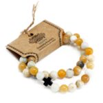 Set of 2 Gemstones Friendship Bracelets - Loyalty - Amazonite & Yellow Jasper - Image 2