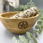 Wooden Smudge and Ritual Offerings Bowl - Pentagon - 14x7cm - Image 2