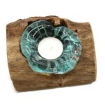 Molton Glass Candle Single Holder on Wood - Image 7