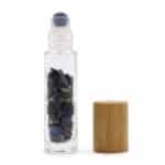 Gemstone Essential Oil Roller Bottle - Sodalite  - Wooden Cap + Gemstone Roller Tip for 5ml Bottle - Sodalite